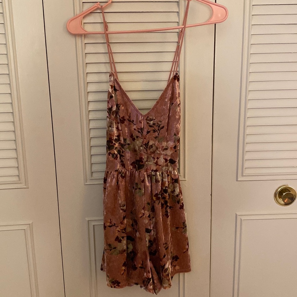 Floral, velvet, romper from Pac Sun!